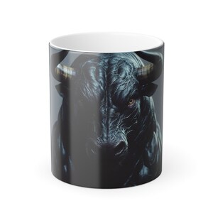 Bull Strength: Intense Black Bull Coffee Mug
