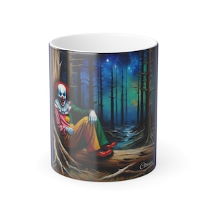 Sedentary Clown Color Morphing Mug: Midnight Forest Laugh