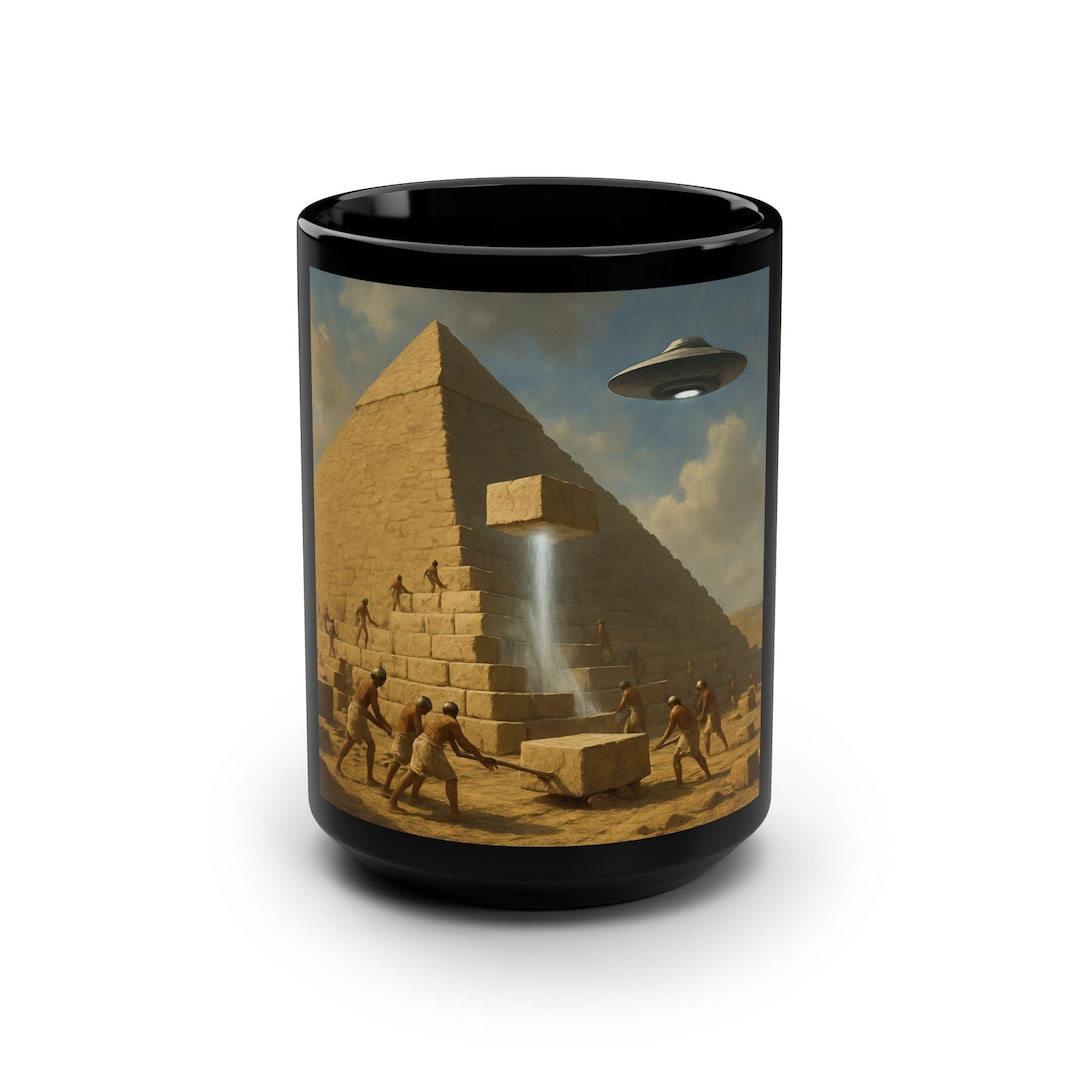 UFO Egyptian Pyramid Scene Mug | Ancient Alien Tech Coffee Cup, 15oz ...