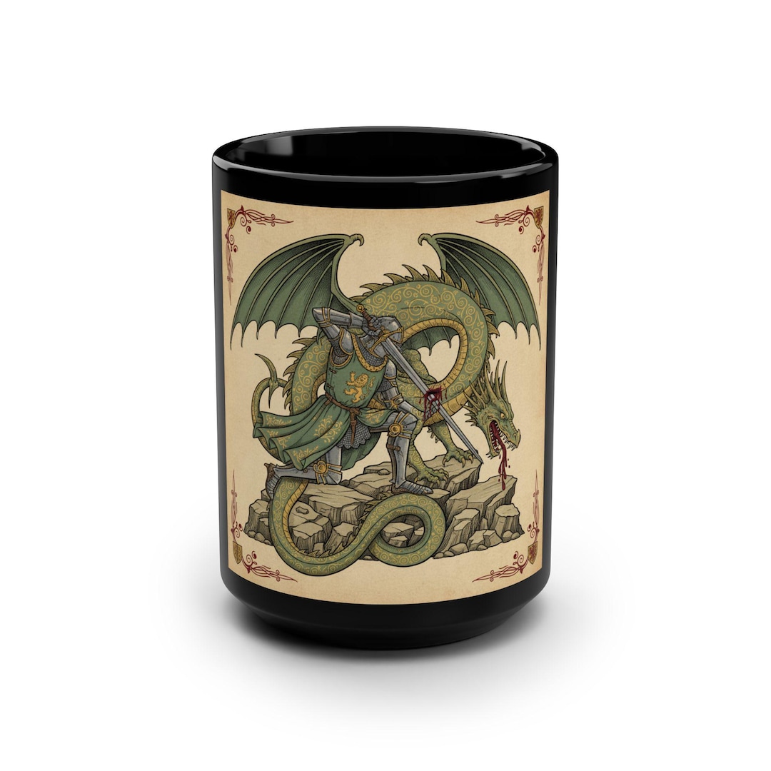 Dragon Slayer Mug | Black Ceramic Fantasy Coffee Cup, 15oz - Etsy
