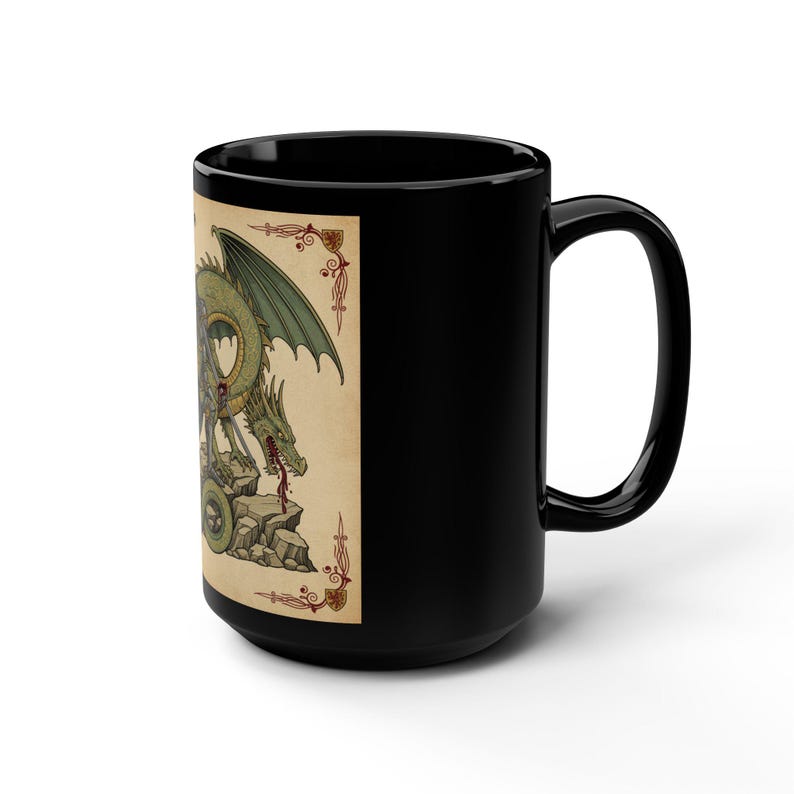 Dragon Slayer Mug | Black Ceramic Fantasy Coffee Cup, 15oz - Etsy