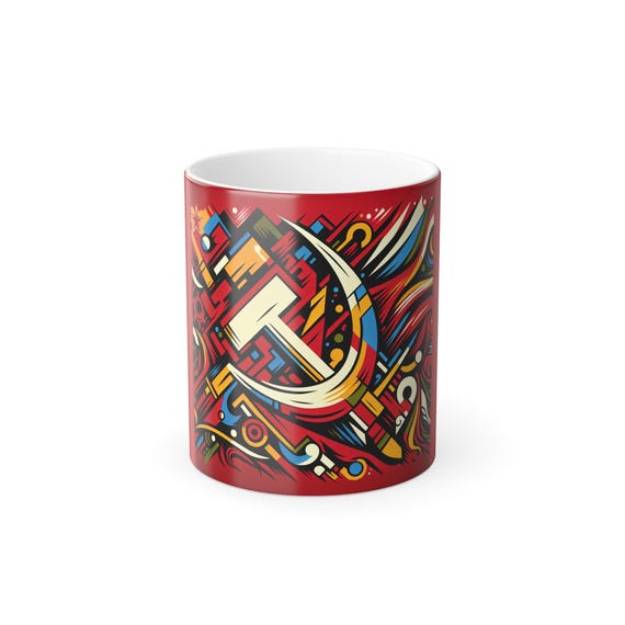 Vibrant Hammer and Sickle Color Morphing Mug - Soviet Design Art
