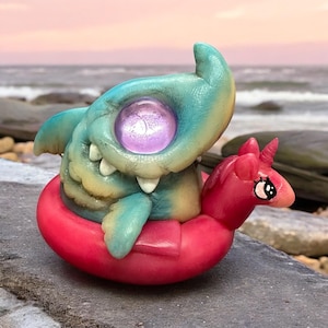 Cute Shark Monster Figurine, Blue Whale Shark Miniature, Polymer Clay Pet Monster Art, Aquarium or Shelf Decor, Unique Gift for Shark Lovers