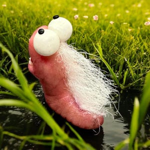 Creepy Worm Figurine, Handmade Fantasy Creature Sculpture, Articulated Fairy Spirit, Funny Garden Decor, Zen Garden, Collectible Figurine image 5