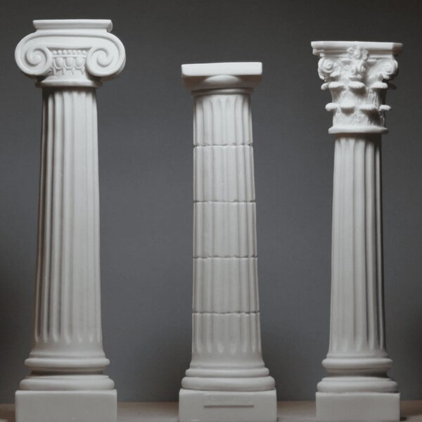 SET 3 Columns Pillars Ionic Doric Corinthian Sculpture, Bust, Marble Statue, Greek Mythology, Home Decor, Sculpture Decor