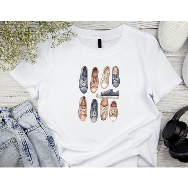 Unisex Garment-Dyed T-shirt, shoes collection, playera con colección de zapatos, camiseta