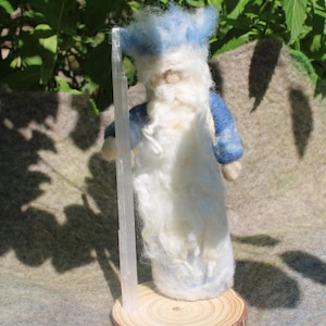 King Winter, Father Frost, winter decoration, decoration for the seasonal table in February, felted figure, Selinit staff, fairytale decoration