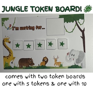 Jungle token board, token board, girl token board, boy token board, aba therapy, reward chart, rbt, bcba, bcaba, behavior teacher