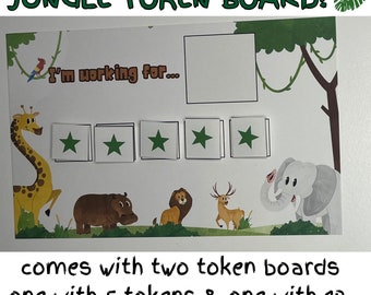 Jungle token board, token board, girl token board, boy token board, aba therapy, reward chart, rbt, bcba, bcaba, behavior teacher