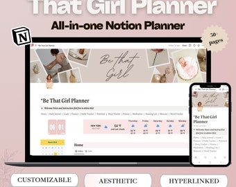 2025 Digital Planner Notion That Girl Planner Notion All in One Notion Life Planner Notion Aesthetic Life Template Notion Template Notes