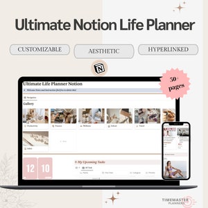 2025 Notion Life Planner Template, All In One Notion Dashboard, That Girl Aesthetic Notion Template, Minimal Personal Planner, ADHD Notion