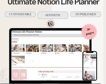 2025 Notion Life Planner Template, All In One Notion Dashboard, That Girl Aesthetic Notion Template, Minimal Personal Planner, ADHD Notion