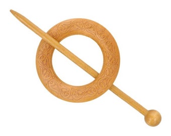 Natural Wooden shawl pin, Brooch for knitvewears