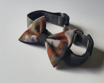 Medium Flannel Camo Pet Bow Tie - Handmade with Velcro for Easy Wear