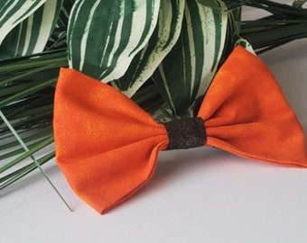 Handmade Orange Pet Bowtie with Gold/Black Center - Formal Wear for Pets