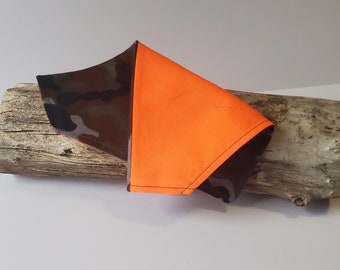 Stylish Medium Pet Bandana - Reversible Camo and Blaze Orange | Camping Accessories | Hunting Dog