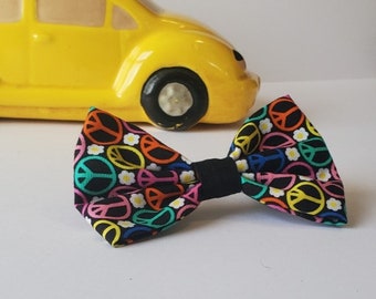 Multi-Colored Piece Symbol and Flowers Bow Tie for Pets - Whimsical  Pet Fashion Statement
