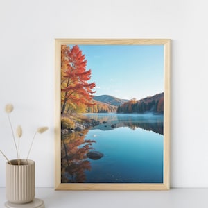 Conjunto de 3 impresiones digitales inspiradas en el otoño / Carreteras, ríos y senderos de New Hampshire / Arte mural con follaje otoñal sereno / Descarga instantánea