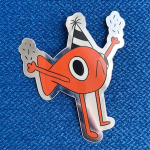 Sticker découpé Le poisson Steve party mood meme miroir chromé | Le poisson Steve | Steve le poisson | Sticker pour ordinateur portable Kindle