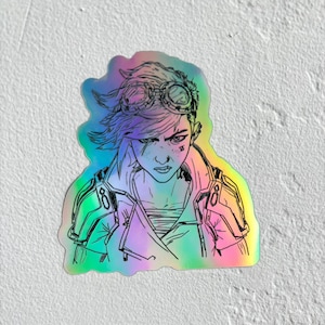 Vi Sticker vinyle holographique résistant à l'eau inspiré des arcanes | de haute qualité pour ordinateur portable avec un journal pour ordinateur portable, un sticker découpé | Arcane League of Legends
