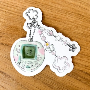 Sticker pastel Tamagotchi de l'an 2000 | autocollant croquis aquarelle résistant à l'eau | lot d'échantillons imparfait