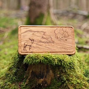 Olive wood snack board, deer gift, personalized snack board, cutting board, personalized wooden board, gifts for men