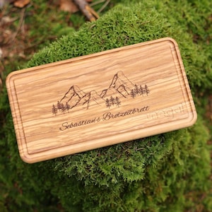 Olive wood snack board, mountain gift, personalized snack board, cutting board, personalized wooden board, gifts for men