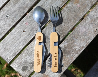 Personalized hiking cutlery - Best Dad with heart, summit tool, gift dad, men's gift, gift for men, camping, hiking