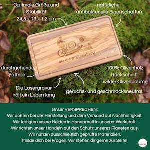 Olive wood snack board, biker gift, personalized snack board, cutting board, personalized wooden board, gifts for men