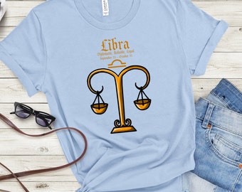 Libra Zodiac Tee, Libra T-shirt, Celestial Libra Shirt, Libra Girl, Astrology Tee, Horoscope Shirt, Birthday Gift, Gift For Her, Witchy Tee