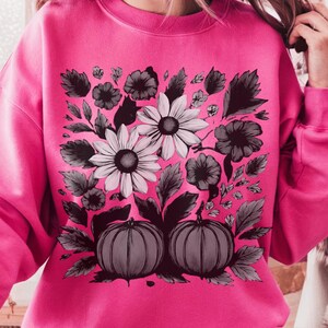 Boho Floral Herbst Sweatshirt, Vintage Herbst Sweatshirt, Herbst Herbst Shirt, Damen Herbst Pullover, Kürbis Saison Rundhalsausschnitt, Herbst Shirt Geschenk Frauen