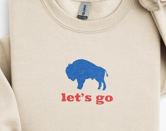 Embroidered Buffalo Football Sweatshirt: Game Day Fan Gift Let’s Go Buffalo Shirt