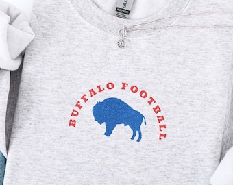 Embroidered Buffalo Football Sweatshirt - Game Day Fan Gift Buffalo Shirt