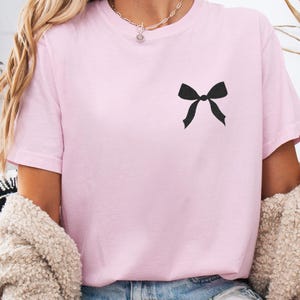 Embroidered Coquette Bow T-Shirt, Cute Ribbon Bow Comfort Colors Tee, Coquette Bow Tee, Trendy Bow Tee, Girl Gift for Her, Embroidered Gifts