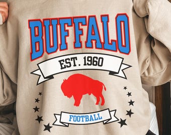 Retro Buffalo Football Sweatshirt: Game Day Crewneck Hoodie