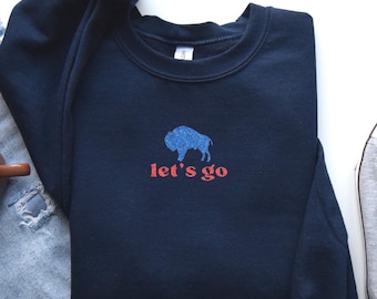 Embroidered Buffalo Football Sweatshirt: Let's Go Buffalo Fan Gift