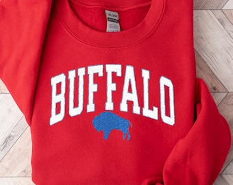 Sudadera de fútbol vintage con bordado de Buffalo: camiseta de Buffalo para el día del juego con bordado