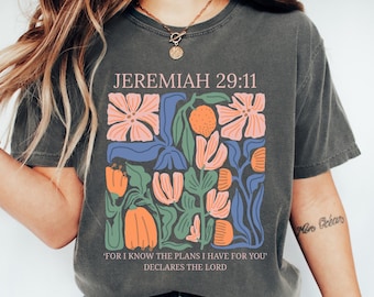 Religiös kristen t-shirt blommig bibelvers Jeremia 29:11 damer bibelskjorta, motiverande bönegåva trendig Jesus t-shirt religiös