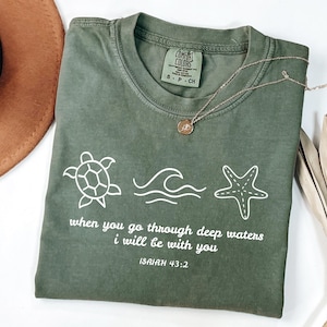 Ocean Lovers Jesus Shirt, Gift For Christians, Comfort Colors Christian T-Shirt, Bible Verse Tshirt, Religious Gift, Beach Summer Tee Gift