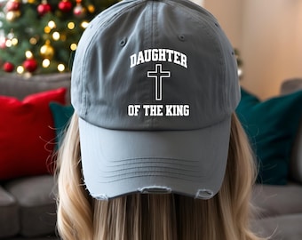 Christian Daughter of the King Jesus Hat, Women's Baseball Cap, Unisex Distressed Cap
