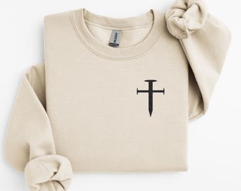 Embroidered Cross Sweatshirt: Christian Faith, Religious Gift