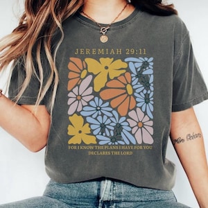 Bible Verse Boho Tshirt, Christian T-Shirt, Comfort Colors Christian Shirts, Christian Jesus Gift, Vintage Floral Christian Shirt