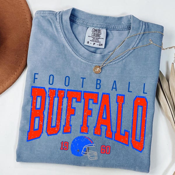 Camiseta retro de fútbol americano Buffalo: camiseta de colores cómodos para el día del partido