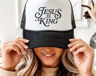 Bestickter "Jesus ist King" Trucker Hat - Christliches Geschenk