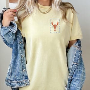 Embroidered Lobster T-Shirt, Coastal Vacation Ocean Boating Tee, Lobster Shirt Italian Summer Shirt Ocean Shirt Fisherman Aesthetic Gift