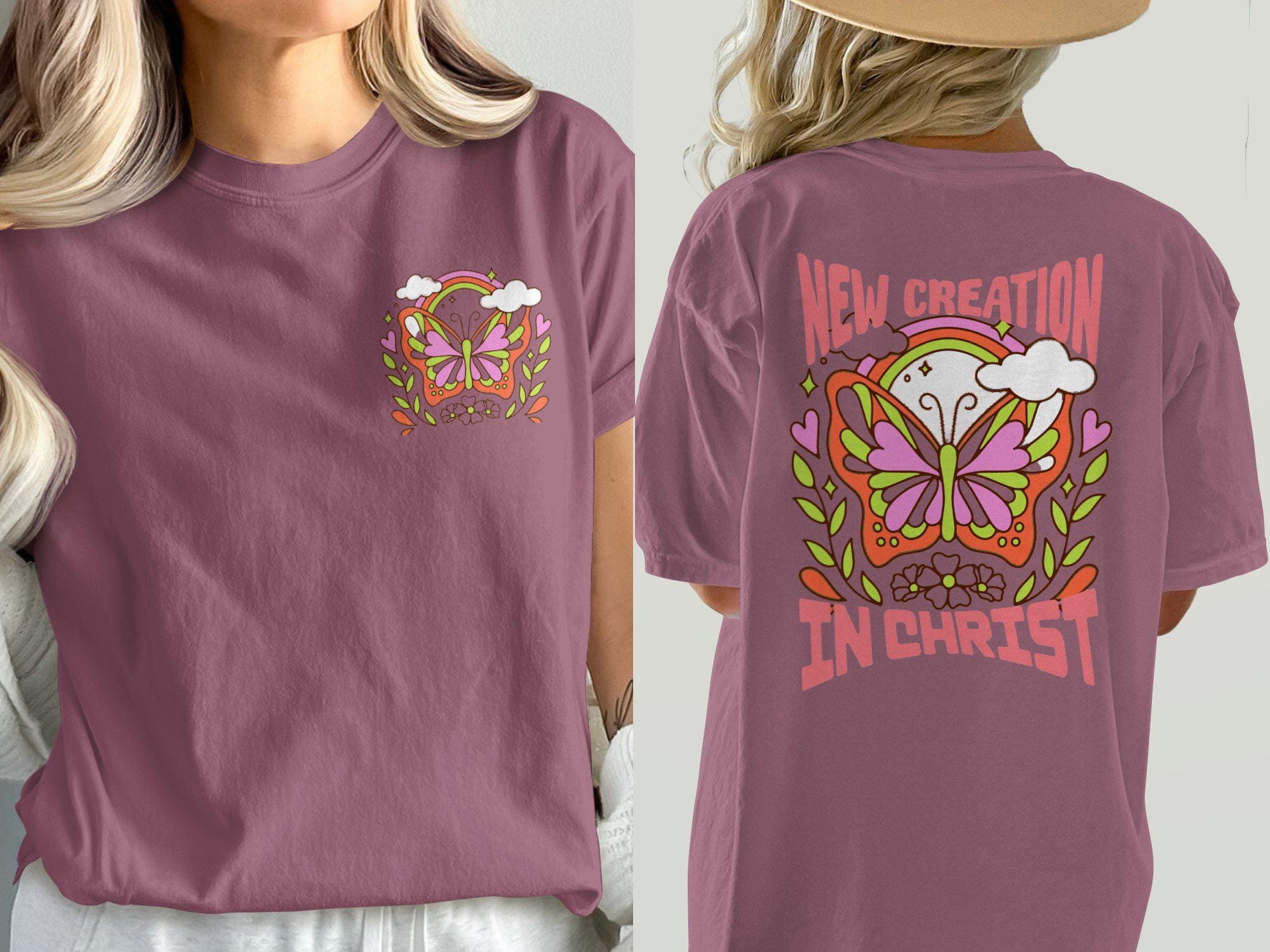 コンフォートカラーズ バタフライ ジーザス Tシャツ、ボヘミアン 