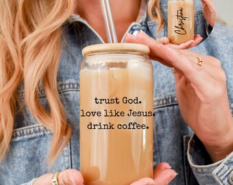 Taza de café helado cristiana personalizada: Vaso con versículo bíblico de Dios