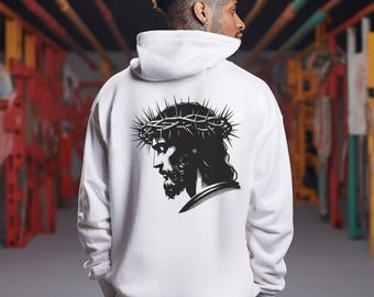 Oversized Jesus is King Hoodie Mens Powerful Jesus Hoodie Christian Sweatshirt, Aesthetic Christian Streetwear, Bible Verse Hoodie For Men