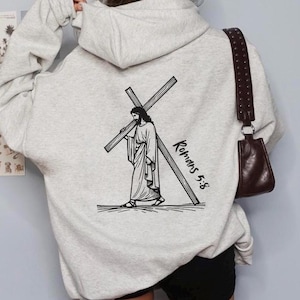 Oversized Christian Jesus Cross Hoodie: Trendy Religious Bible Verse Sweatshirt For Men and Women