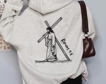 Oversized Christian Jesus Cross Hoodie: Trendy Religious Bible Verse Sweatshirt For Men and Women